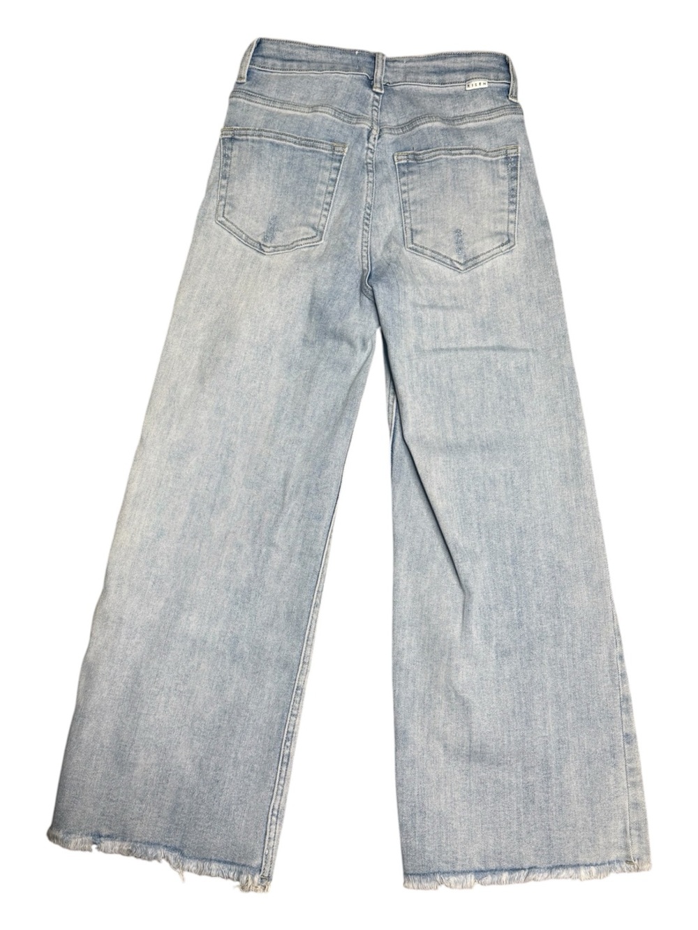 Risen Jeans Wide Leg Cropped Raw Hem High Rise Light Wash Denim Size 1/25 - Picture 4 of 8